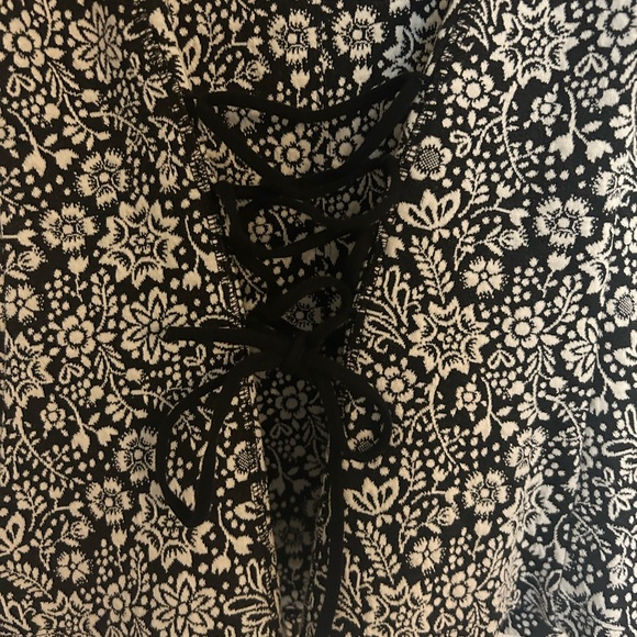 Anthropologie Vanessa Virginia Floral Peplum Lace Up Corset Blouse XSmall Black - Picture 4 of 6